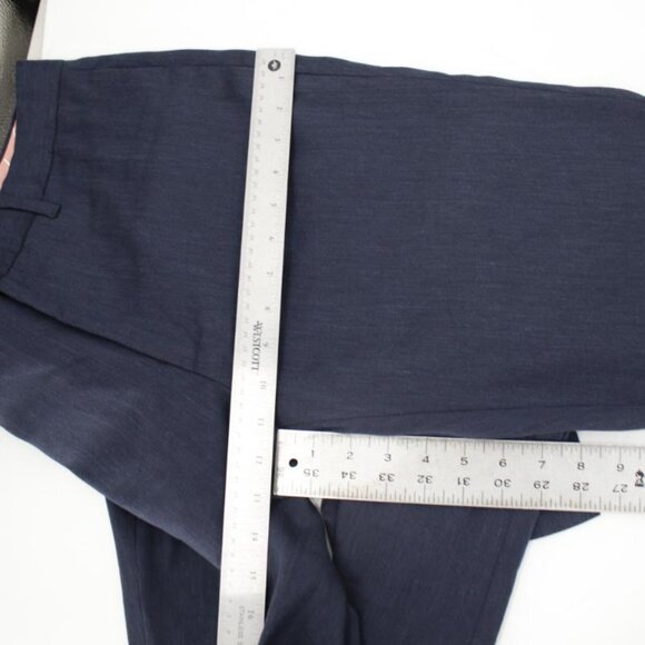 NWT Ted baker pants Mens 32 L31 navy blue linen trousers flat front pockets - Picture 8 of 15